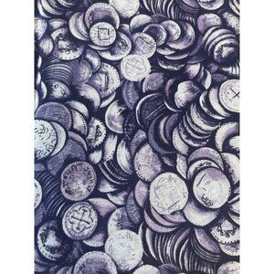 Coin Print Fabric Cotton Purple BTY Tropical Discovery By Rose & Hubble